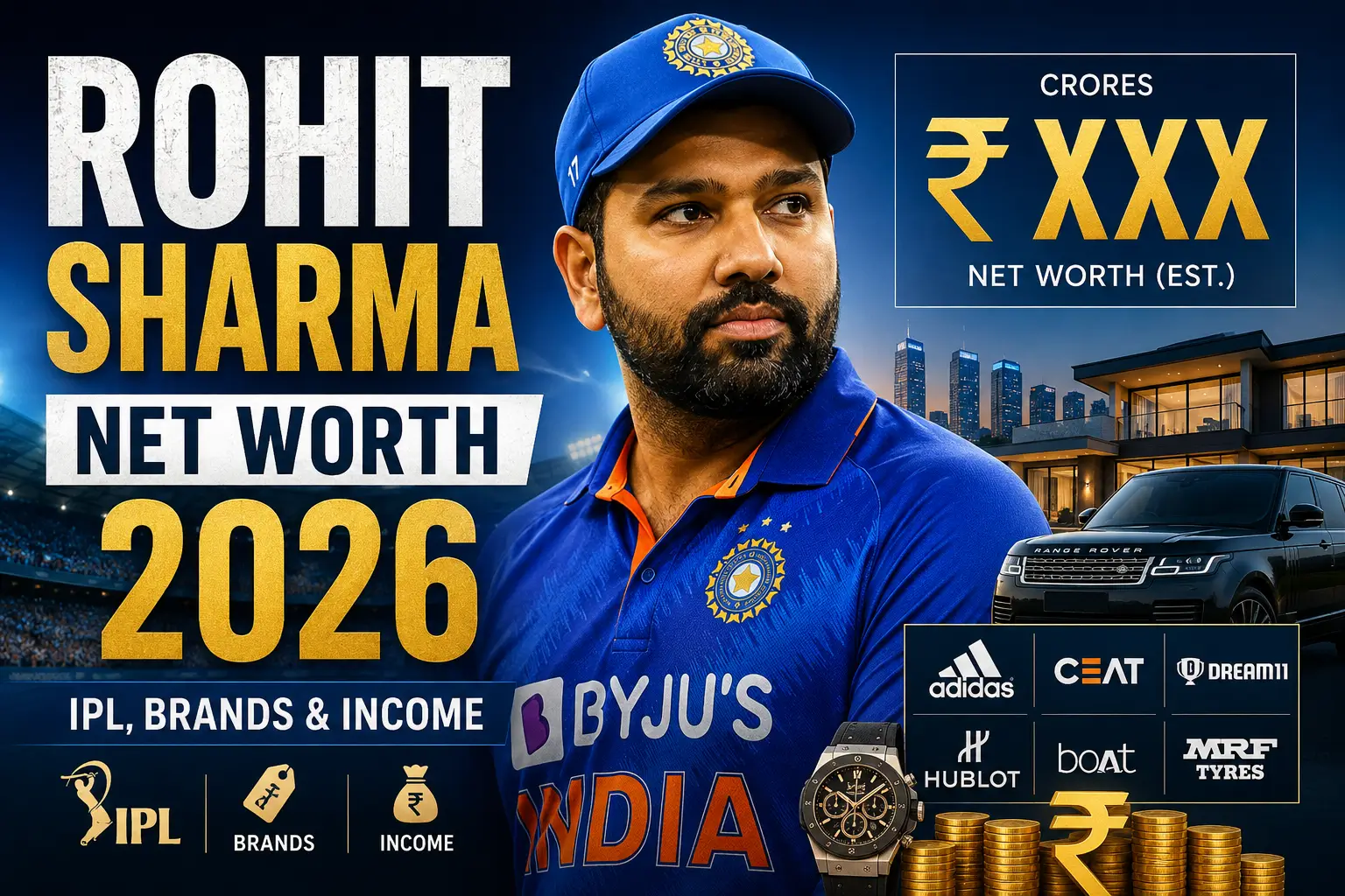 Rohit Sharma Net Worth 2026 — IPL salary, brand endorsements and income breakdown